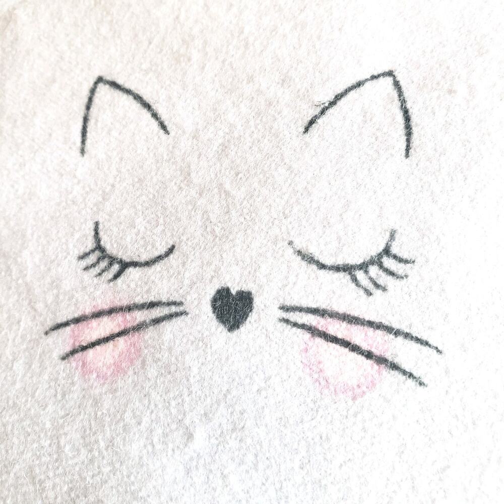 Cute Cat Face Flannel Fabric 2.36 Yards Pink White Kitty Cotton 44" Wide